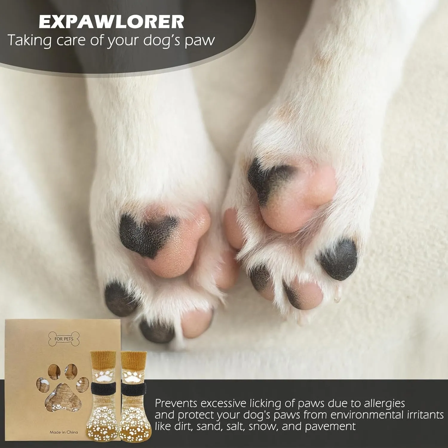 anti Slip Dog Socks to Prevent Licking Paws, Dog Shoes for Hot Pavement, Dog Booties for Small Medium Large Senior Dogs, Traction Control Dog Boots & Paw Protectors for Hardwood Floors