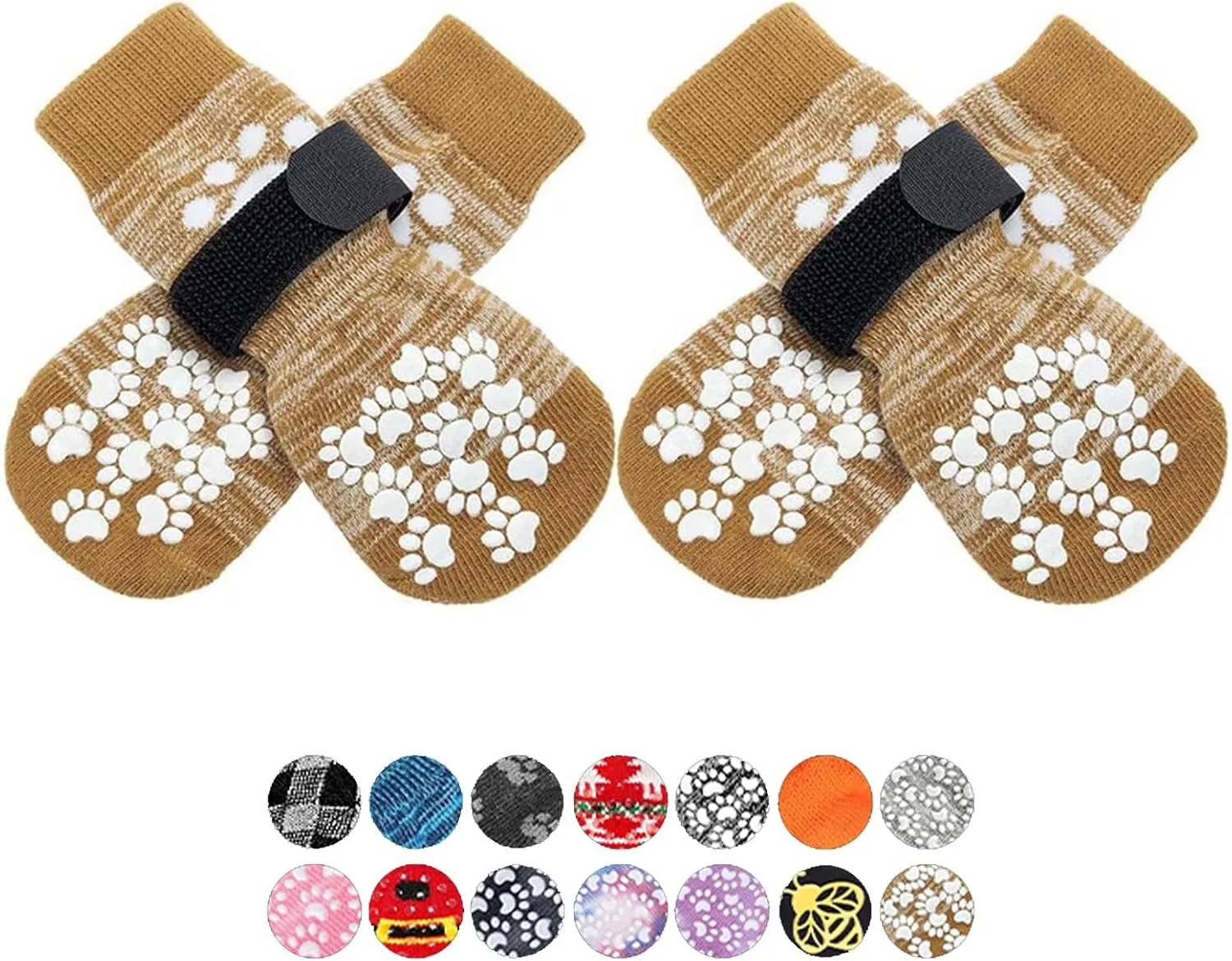 anti Slip Dog Socks to Prevent Licking Paws, Dog Shoes for Hot Pavement, Dog Booties for Small Medium Large Senior Dogs, Traction Control Dog Boots & Paw Protectors for Hardwood Floors