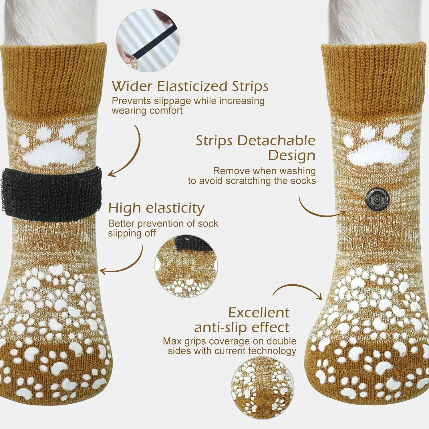 anti Slip Dog Socks to Prevent Licking Paws, Dog Shoes for Hot Pavement, Dog Booties for Small Medium Large Senior Dogs, Traction Control Dog Boots & Paw Protectors for Hardwood Floors