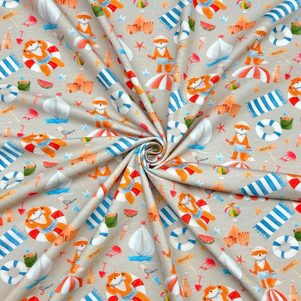 Beach Day Organic Cotton Jersey Fabric - Little Johnny