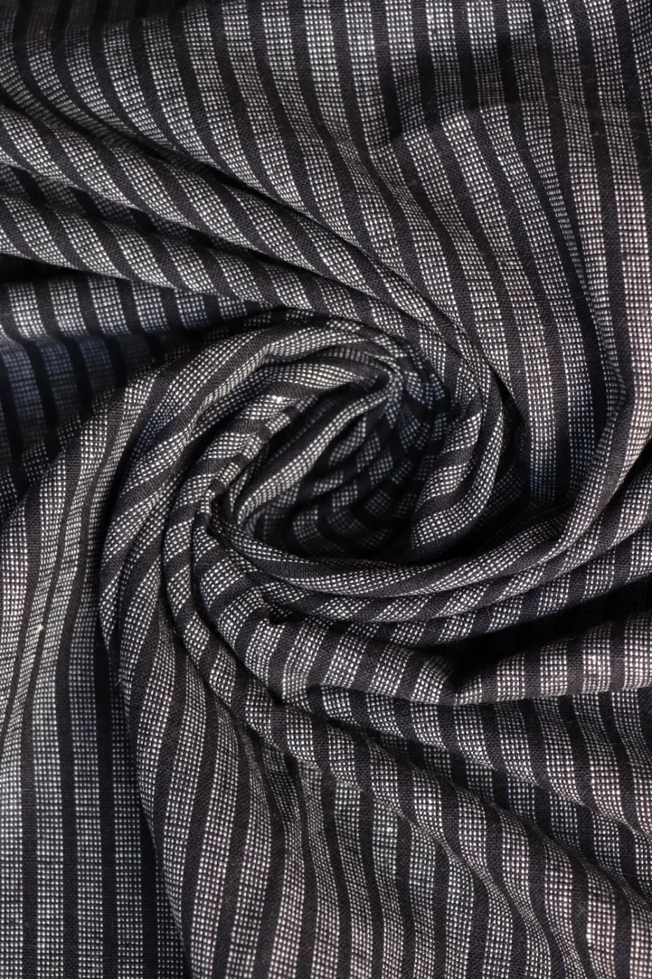 Black & White Speckled Vertical Stripe Handwoven Cotton