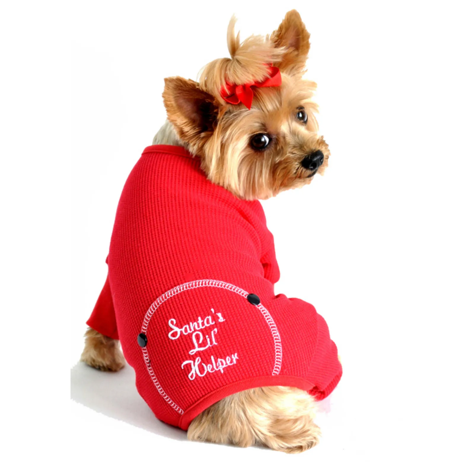 Christmas Red "Santa's Lil' Helper" Embroidered Pajama