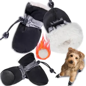 Dog Boots Dog Snow Boots for Winter Dogs Boots & Paw Protector Warm Dog Booties for Puppy with Reflective Strip Dog Shoes for Small Medium Size Dogs 4Pcs Black Size3