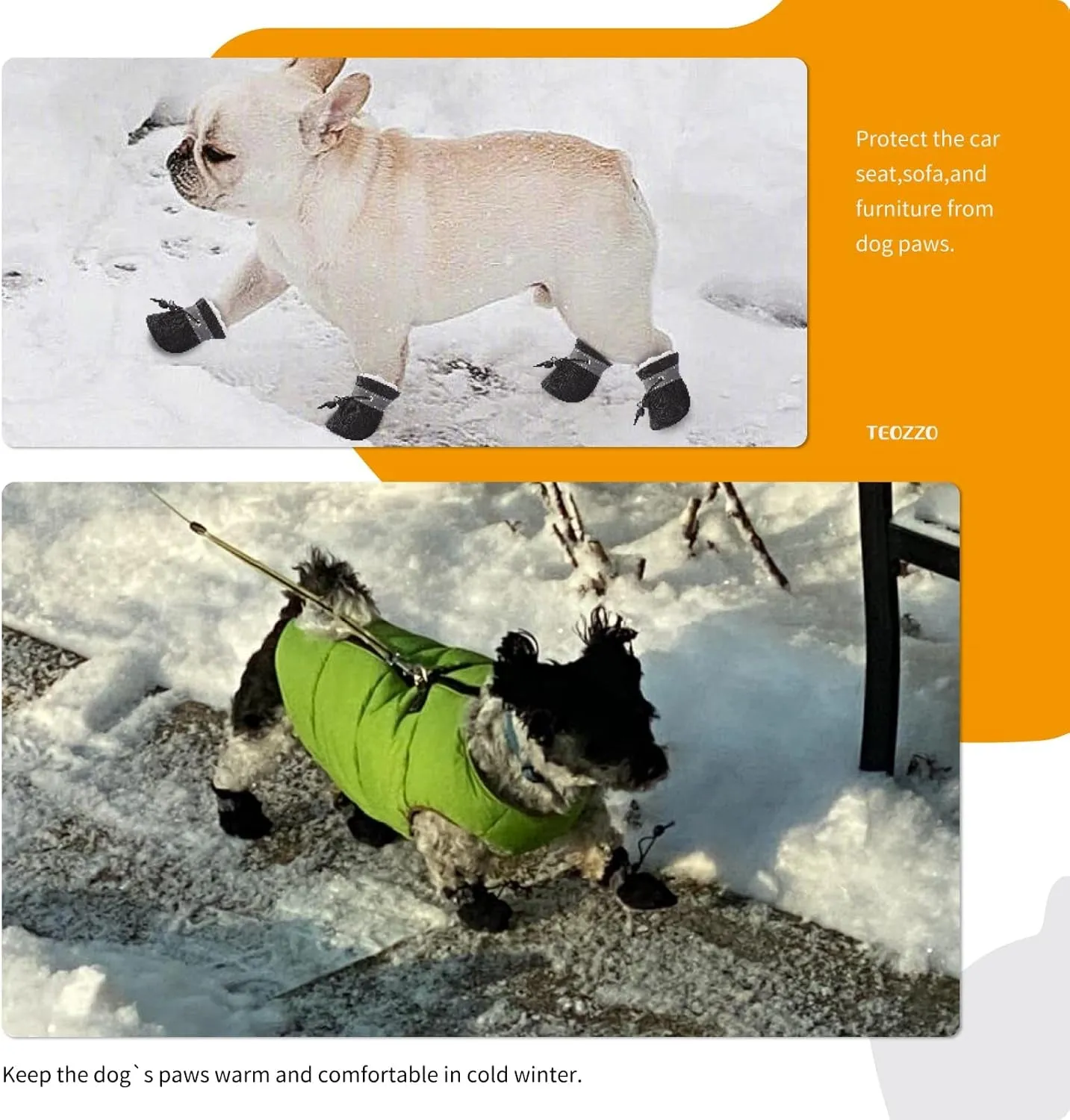 Dog Boots Dog Snow Boots for Winter Dogs Boots & Paw Protector Warm Dog Booties for Puppy with Reflective Strip Dog Shoes for Small Medium Size Dogs 4Pcs Black Size3