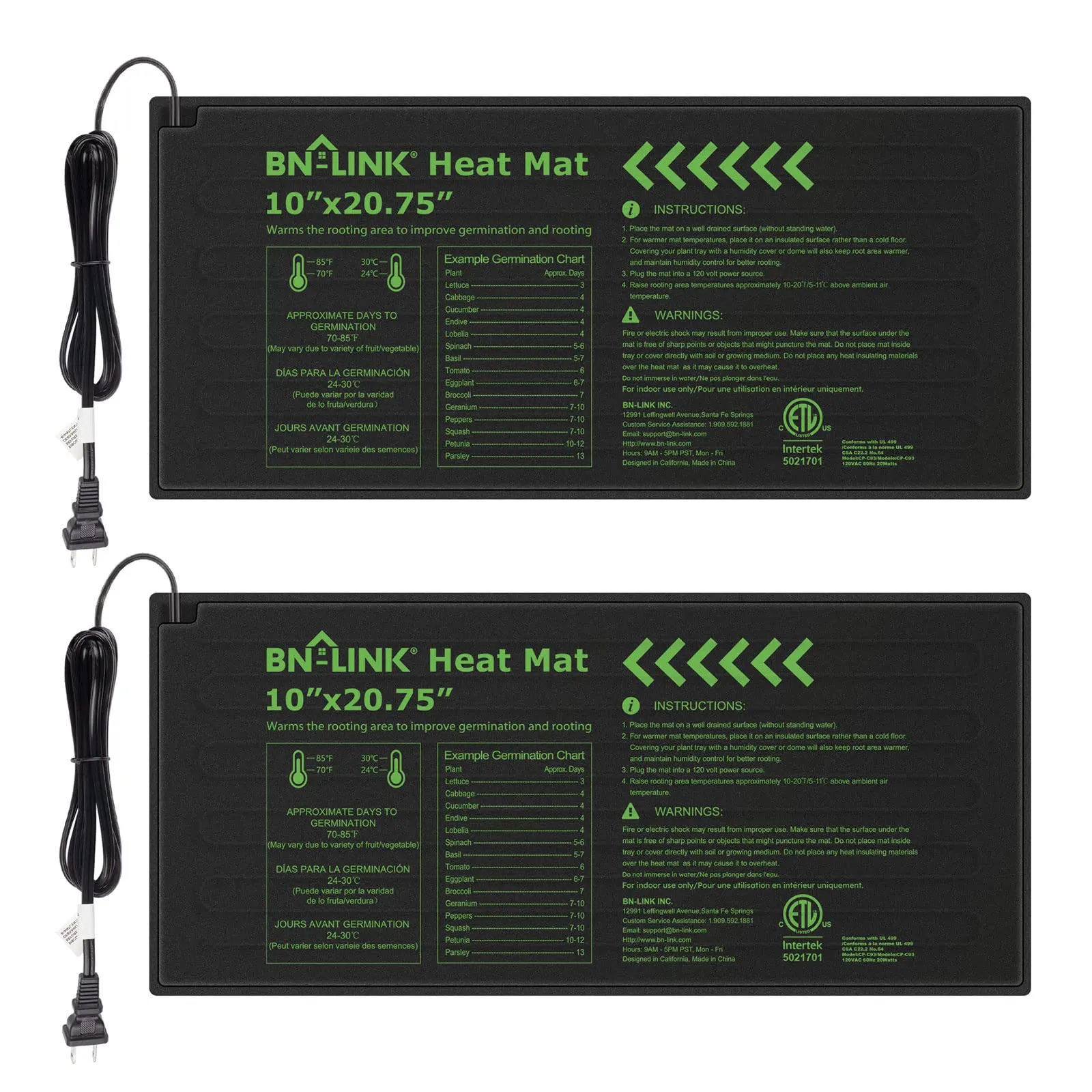Durable Seedling Heat Mat Warm Hydroponic Heating Pad Waterproof 10*20BN-LINK