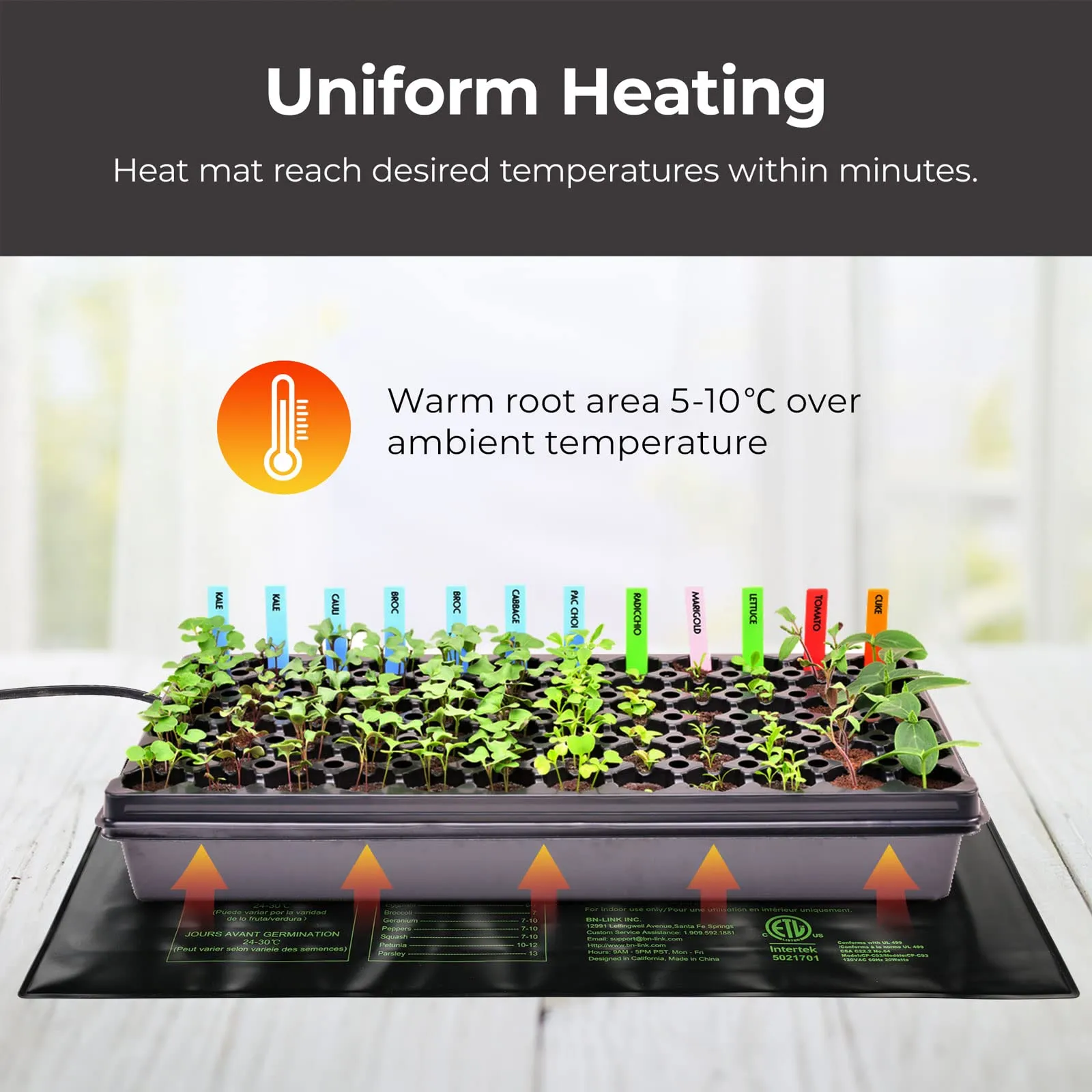 Durable Seedling Heat Mat Warm Hydroponic Heating Pad Waterproof 10*20BN-LINK