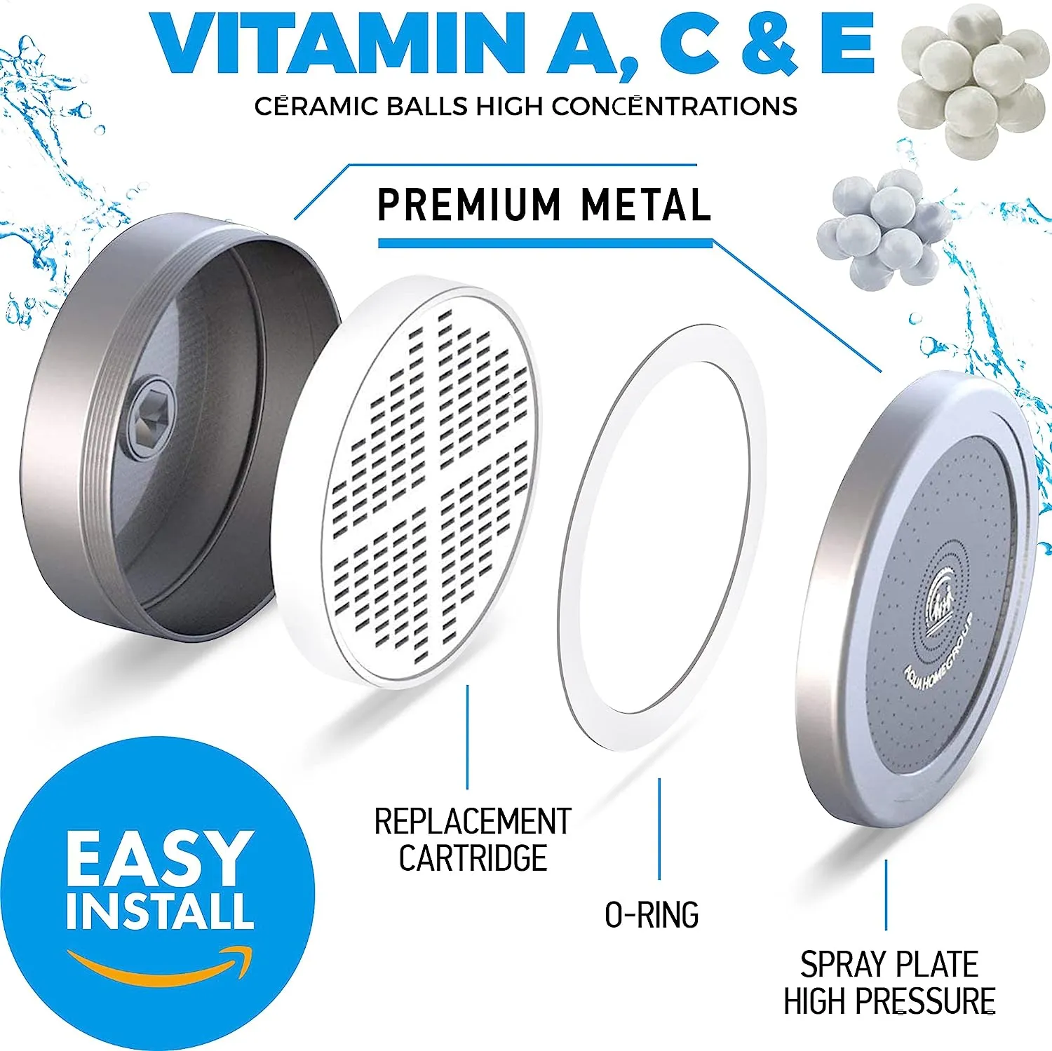 Shower Head Set, Stage Shower Filter for Hard Water Removes Chlorine and Harmful Substances