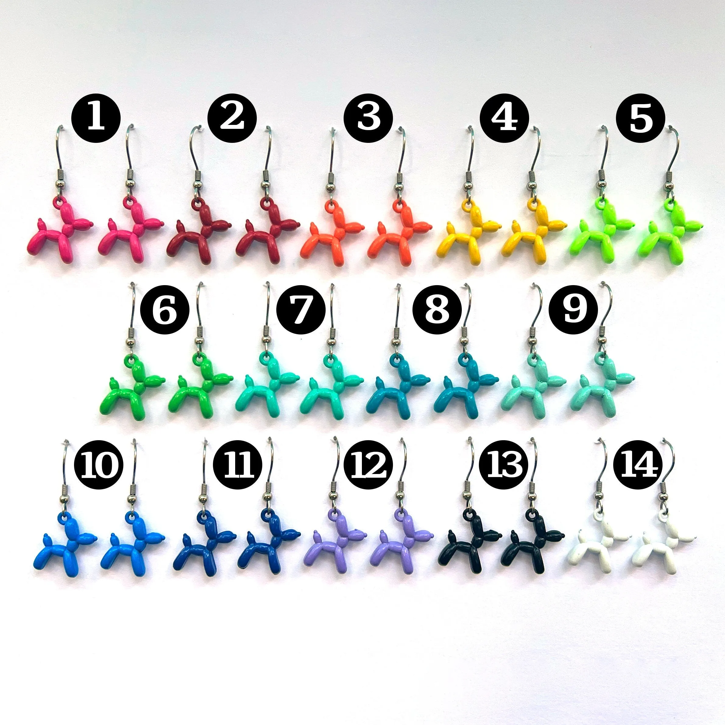 Tiny 3D Metal Balloon Dog  Earrings Hypoallergenic Stainless Steel Color Choice